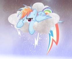 Size: 1366x1117 | Tagged: safe, artist:uberxtechnic, rainbow dash, pony, g4, cloud, female, solo