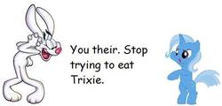 Size: 484x232 | Tagged: safe, trixie, g4, cereal, comic sans, crossover, food, grammar error, implied vore, pun, trix, trix rabbit