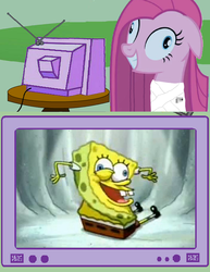 Size: 580x750 | Tagged: safe, pinkie pie, earth pony, pony, g4, bummer vacation, exploitable meme, i've been waiting for you patrick, insanity, male, meme, pinkamena diane pie, spongebob squarepants, spongebob squarepants (character), tv meme