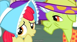 Size: 1279x704 | Tagged: safe, screencap, apple bloom, granny smith, g4, youtube caption