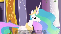 Size: 1279x704 | Tagged: safe, edit, edited screencap, screencap, princess celestia, alicorn, pony, g4, caption, female, mare, text, youtube caption