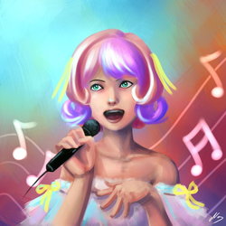 Size: 894x894 | Tagged: dead source, safe, artist:ninjaham, sweetie belle, human, g4, humanized, singing, solo