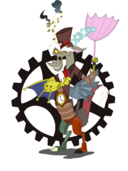 Size: 1953x2613 | Tagged: safe, artist:strixmoonwing, discord, draconequus, g4, clockpunk, clothes, hat, male, simple background, solo, steampunk, transparent background