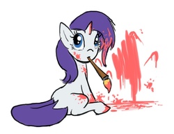 Size: 677x523 | Tagged: safe, artist:moronsonofboron, rarity, pony, g4, female, filly, filly rarity, paintbrush, painting, solo, younger