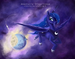 Size: 1935x1507 | Tagged: safe, artist:stasushka, princess luna, pony, g4, female, moon, solo