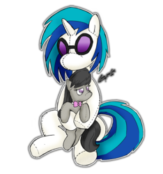 Size: 638x683 | Tagged: safe, artist:claireannecarr, dj pon-3, octavia melody, vinyl scratch, earth pony, pony, unicorn, g4, female, mare, plushie, simple background, transparent background