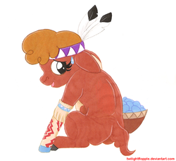 Size: 1120x1020 | Tagged: safe, artist:foxxy-arts, little strongheart, bison, buffalo, g4, clothes, socks