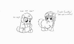 Size: 2265x1359 | Tagged: safe, fluffy pony, black and white, duo, grayscale, monochrome, simple background, white background