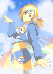 Size: 635x882 | Tagged: safe, artist:irsaona, rainbow dash, human, g4, female, humanized, solo