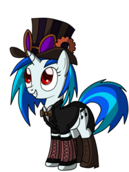 Size: 639x853 | Tagged: safe, artist:filipinoninja95, dj pon-3, vinyl scratch, pony, unicorn, g4, female, frock coat, mare, red eyes, simple background, solo, steampunk, transparent background