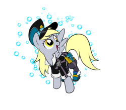 Size: 900x789 | Tagged: safe, artist:sakuyamon, derpy hooves, pegasus, pony, g4, bag, bubble, clothes, crossover, disney, female, hat, kingdom hearts, mare, simple background, solo, transparent background
