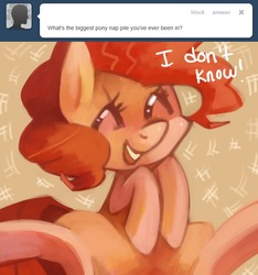 Size: 655x700 | Tagged: dead source, safe, artist:dhui, pinkie pie, ask tired pie, g4, tumblr