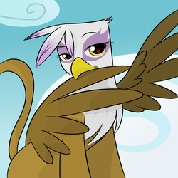 Size: 2000x2000 | Tagged: safe, artist:kloudmutt, gilda, griffon, g4, bedroom eyes, behaving like a bird, birds doing bird things, cloud, cute, female, gildadorable, heart eyes, high res, looking at you, preening, sitting, sky, solo, spread wings, wingding eyes, wings