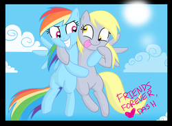 Size: 1600x1178 | Tagged: safe, artist:thex-plotion, derpy hooves, rainbow dash, pegasus, pony, g4, female, friendshipping, mare