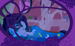 Size: 7866x4808 | Tagged: safe, artist:boneswolbach, twilight sparkle, pony, unicorn, g4, absurd resolution, bed, cover, cute, eyes closed, female, golden oaks library, library, mare, night, pillow, sleeping, solo, stars, twiabetes, unicorn twilight, vector, window