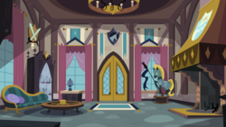 Size: 5333x3000 | Tagged: safe, artist:boneswolbach, a canterlot wedding, g4, season 2, .ai available, armor, background, fireplace, interior, no pony, room, shining armor's house, vector