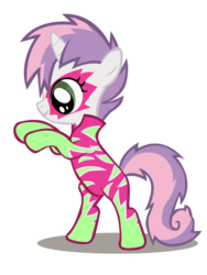 Size: 2250x3000 | Tagged: safe, artist:boneswolbach, sweetie belle, pony, unicorn, g4, the show stoppers, bipedal, clothes, face paint, female, filly, high res, show stopper outfits, simple background, solo, transparent background, vector