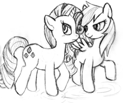 Size: 600x504 | Tagged: safe, artist:freshmelondrop, rainbow dash, rarity, g4, sketch