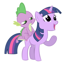 Size: 8000x8000 | Tagged: safe, artist:shadowdark3, spike, twilight sparkle, dragon, pony, unicorn, g4, winter wrap up, absurd resolution, duo, duo male and female, female, male, riding, simple background, spike is not amused, spike riding twilight, transparent background, unamused, unicorn twilight, vector, wingless spike