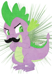 Size: 812x1157 | Tagged: safe, artist:darkgiuly90, spike, dragon, g4, facial hair, male, moustache, simple background, solo, transparent background