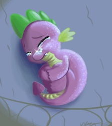 Size: 1072x1200 | Tagged: safe, artist:bunnimation, spike, dragon, g4, crying, male, sad, solo