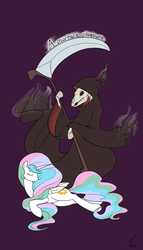 Size: 2400x4200 | Tagged: safe, artist:valcron, princess celestia, alicorn, pony, g4, female, grim reaper, mare, scythe