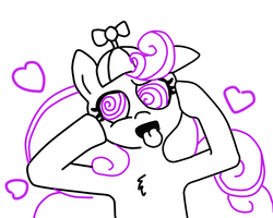 Size: 1280x1024 | Tagged: safe, artist:eppleblewm, screwball, pony, g4, crazy love, female, hat, heart, propeller hat, sketch, solo, swirly eyes