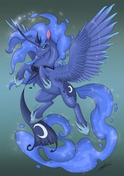 Size: 903x1280 | Tagged: safe, artist:qwertydragon, princess luna, pony, g4, female, solo, spread wings