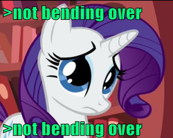 Size: 496x396 | Tagged: safe, edit, edited screencap, screencap, rarity, pony, g4, bend over, caption, female, frown, greentext, image macro, ishygddt, looking at you, rejection, sad, solo, text