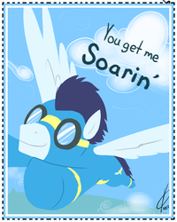 Size: 800x1000 | Tagged: safe, artist:valcron, soarin', pegasus, pony, g4, goggles, hooves, lineless, male, solo, stallion, valentine, wings, wonderbolts uniform