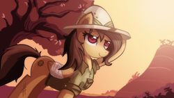 Size: 1306x735 | Tagged: safe, artist:ric-m, daring do, pegasus, pony, g4, bandage, female, solo, tree