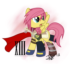 Size: 800x720 | Tagged: safe, artist:tehjadeh, pony, clothes, final fantasy, lightning, lightning farron, ponified, solo