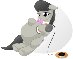 Size: 11700x9600 | Tagged: safe, artist:xniclord789x, octavia melody, g4, absurd resolution, cd player, floppy ears, headphones, pregnant, simple background, transparent background