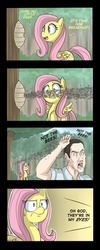 Size: 700x1750 | Tagged: safe, artist:uc77, fluttershy, bee, human, pegasus, pony, g4, 4koma, comic, female, mare, nicolas cage, not the bees, the wicker man