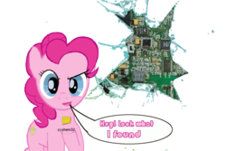 Size: 900x600 | Tagged: artist needed, safe, pinkie pie, earth pony, pony, g4, dialogue, female, fourth wall, microsoft windows, simple background, solo, system32, transparent background