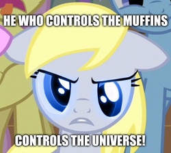 Size: 689x618 | Tagged: safe, edit, edited screencap, screencap, derpy hooves, pegasus, pony, g4, background pony, caption, cropped, dune, female, image macro, impact font, mare, melange, meme, movie reference, muad'derp, rule 63, solo focus, spice, text