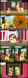 Size: 800x2192 | Tagged: safe, artist:toxic-mario, apple bloom, applejack, g4, apple, bindle, bucket, comic, female, food, photo, pumpkin, siblings, sisters, sweet apple acres