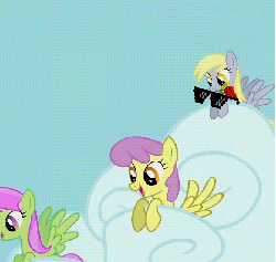 Size: 668x635 | Tagged: safe, edit, edited screencap, screencap, derpy hooves, fluttershy, merry may, parasol, pegasus, pony, fall weather friends, g4, animated, deal with it, derpyshy, female, lesbian, mare, rose, shipping, sunglasses, swag glasses