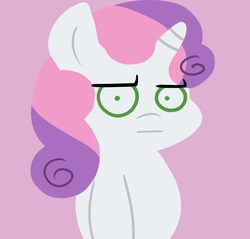 Size: 756x723 | Tagged: safe, artist:megasweet, sweetie belle, pony, ask smarty belle, g4, look of disapproval, reaction image, smarty belle, solo