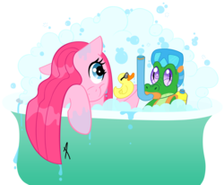 Size: 2300x1896 | Tagged: safe, artist:kishmond, gummy, pinkie pie, g4, bath, wet mane