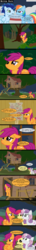 Size: 1183x8232 | Tagged: safe, artist:veggie55, apple bloom, rainbow dash, scootaloo, soarin', sweetie belle, earth pony, pegasus, pony, unicorn, g4, clubhouse, comic, crusaders clubhouse, cutie mark crusaders, nightime, older