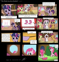 Size: 3230x3387 | Tagged: safe, artist:dori-to, apple bloom, doctor whooves, pinkie pie, scootaloo, sweetie belle, time turner, twilight sparkle, g4, comic, cutie mark crusaders, day, high res, hilarious in hindsight