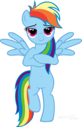 Size: 5993x9267 | Tagged: artist needed, dead source, safe, rainbow dash, pegasus, pony, g4, absurd resolution, bedroom eyes, belly button, bust, female, looking at you, love, lying down, mare, on back, portrait, show accurate, simple background, smiling, smiling at you, smirk, solo, spread wings, sweet, transparent background, vector, wings