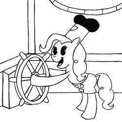 Size: 519x519 | Tagged: safe, artist:samueleallen, pinkie pie, earth pony, pony, g4, 20s, black and white cartoon, disney, old time, oldschool cartoon, pac-man eyes, parody, steamboat, steamboat willie, style emulation