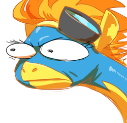 Size: 1052x1024 | Tagged: dead source, safe, artist:sunibee, spitfire, pony, g4, female, reaction image, solo