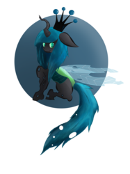 Size: 650x870 | Tagged: safe, artist:half-pint-hero, queen chrysalis, changeling, changeling queen, g4, crown, female, insect wings, jewelry, regalia, transparent wings, wings