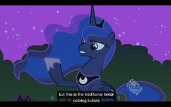 Size: 640x400 | Tagged: safe, edit, edited screencap, screencap, princess luna, alicorn, pony, g4, luna eclipsed, female, mare, solo, youtube caption