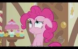 Size: 640x400 | Tagged: safe, screencap, pinkie pie, baby cakes, g4, hub logo, youtube caption