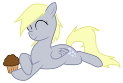 Size: 598x407 | Tagged: safe, artist:nukeleer, derpy hooves, pegasus, pony, g4, female, mare, muffin, solo