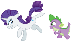 Size: 1566x948 | Tagged: safe, artist:nukeleer, rarity, spike, dragon, pony, unicorn, g4, duo, duo male and female, female, horn, male, mare, shipping fuel, simple background, tongue out, transparent background